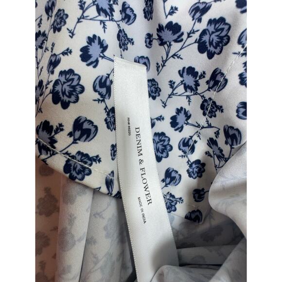 Denim & Flower Zmen’s Button Front Shirt Sz Small Blue Floral Rickey Singh - Picture 6 of 10